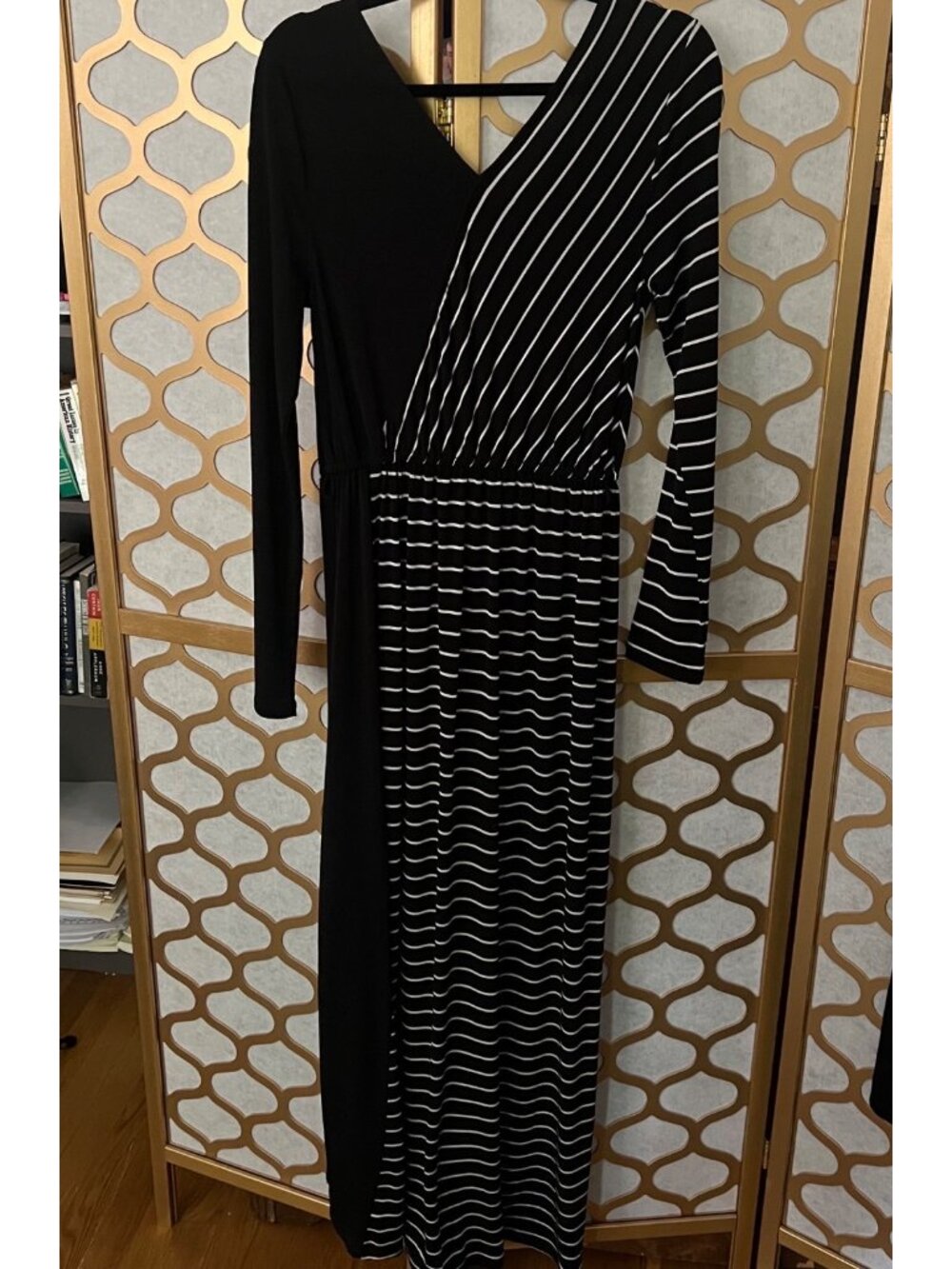 Whimsigoth New Romantics Free People M Black & White Striped Referee Maxi Dress - Picture 9 of 16